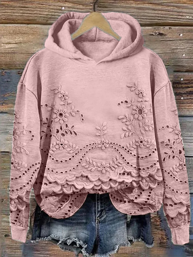 Maria - Blumenstickerei Hoodie