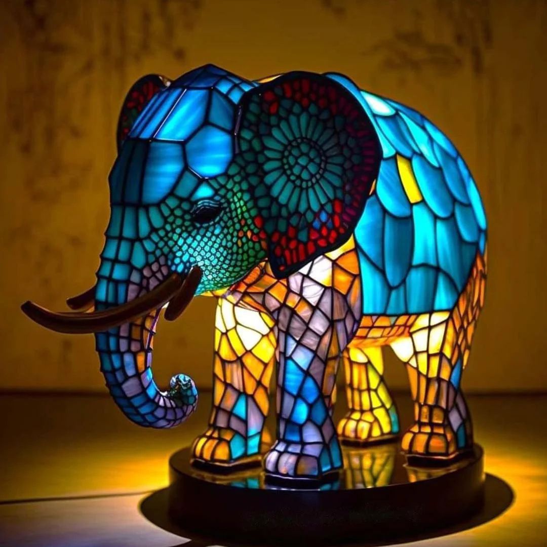 Nounours – Magische Elefantenlampe aus farbigem Glas