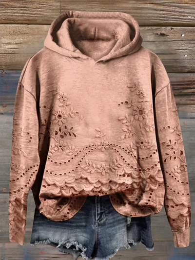 Maria - Blumenstickerei Hoodie
