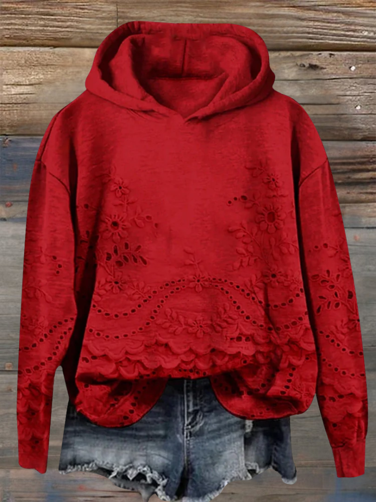 Maria - Blumenstickerei Hoodie