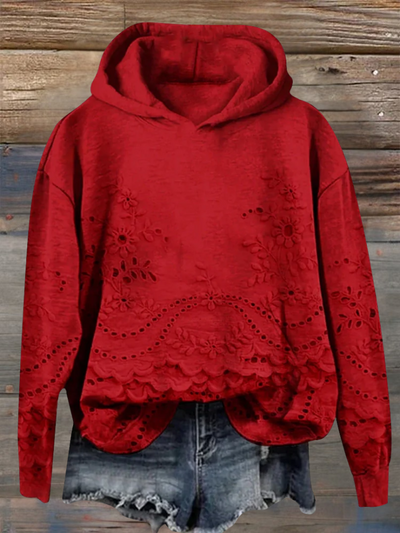 Maria - Blumenstickerei Hoodie