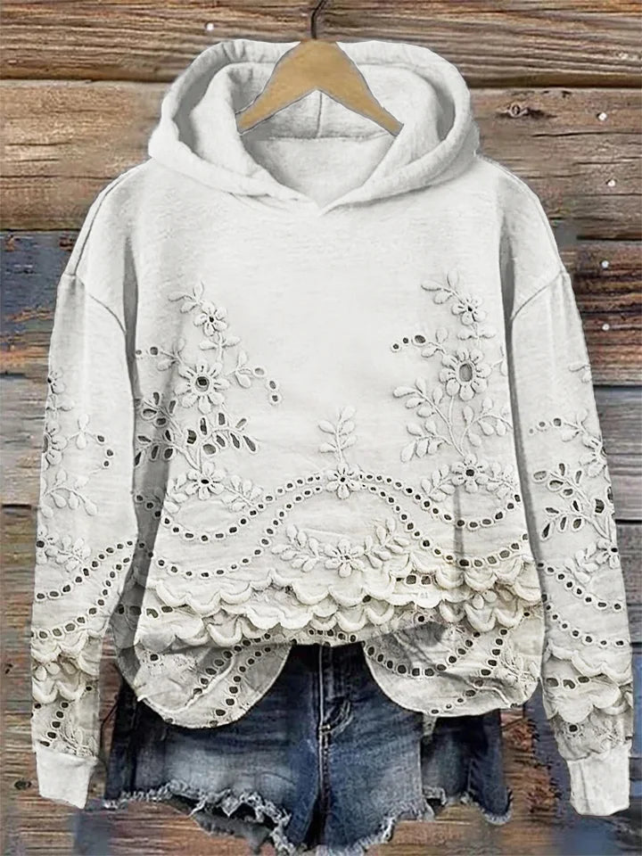 Maria - Blumenstickerei Hoodie